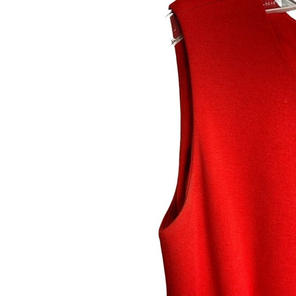 Calvin Klein Women's Dress Red‎ Black Pleated Midi Career Sleeveless Size 4 - Picture 4 of 8